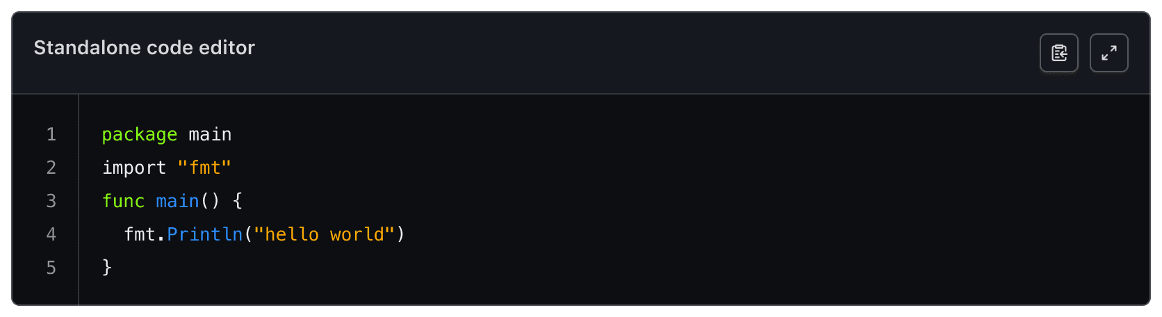 Code Editor with rounded corners for enabled standalone property