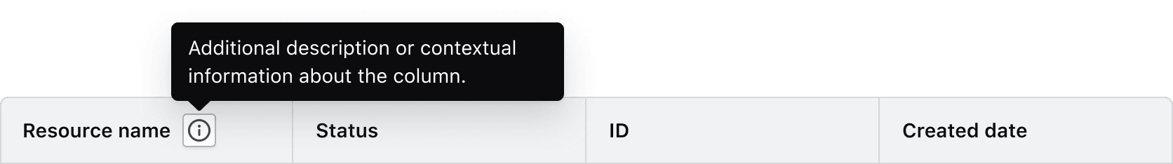 Tooltips in a Header Column